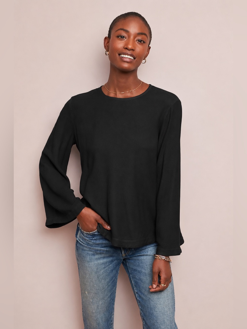 Anthropologie Cloth & Stone Bell Sleeve Top